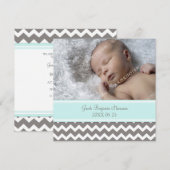 Blauwe grijze Sjabloon Nieuwe babygeboorteaankondi (Voorkant / Achterkant)