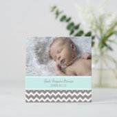 Blauwe grijze Sjabloon Nieuwe babygeboorteaankondi (Staand voorkant)