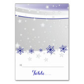 Blauwe, grijze sneeuwvlokken bruiloft gevouwen pla kaart (Voorkant)