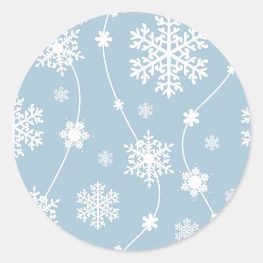 Blauwe grijze sneeuwvlokken Winter wonderland Kers Ronde Sticker (Voorkant)