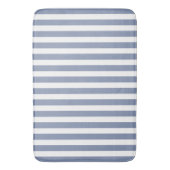 Blauwe grijze strepen en witte snoepjes badmat (Voorkant Verticaal)