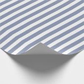 Blauwe grijze strepen en witte snoepjes cadeaupapier (Hoek)