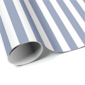 Blauwe grijze strepen en witte snoepjes cadeaupapier (Rol Hoek)
