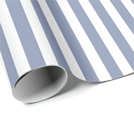 Blauwe grijze strepen en witte snoepjes cadeaupapier (Rol Hoek)