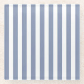 Blauwe grijze strepen en witte snoepjes glazen onderzetter (Voorkant)