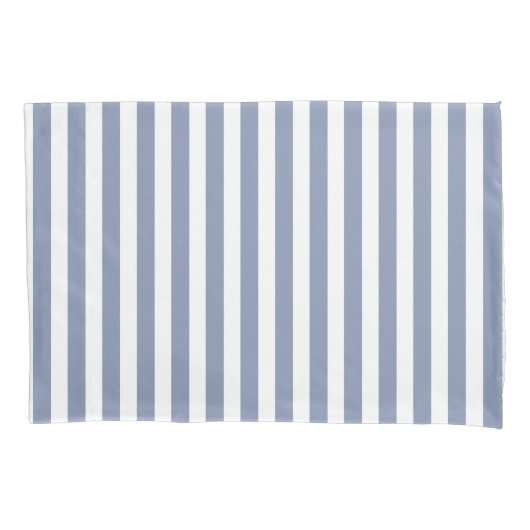 Blauwe grijze strepen en witte snoepjes kussensloop (Voorkant)