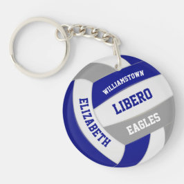blauwe grijze teamkleuren gepersonaliseerd volleyb sleutelhanger