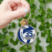 blauwe grijze teamkleuren gepersonaliseerd volleyb sleutelhanger (Hand)