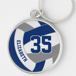 blauwe grijze teamkleuren gepersonaliseerd volleyb sleutelhanger