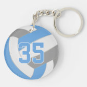 blauwe grijze teamkleuren gepersonaliseerd volleyb sleutelhanger (Achterkant)
