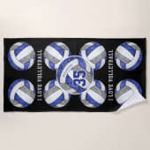 blauwe grijze teamkleuren Ik hou van volleyball gi Strandlaken (Voorkant)