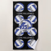 blauwe grijze teamkleuren Ik hou van volleyball gi Strandlaken (Voorkant)