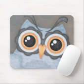 Blauwe Grijze Uil - mousepad Muismat (Met muis)