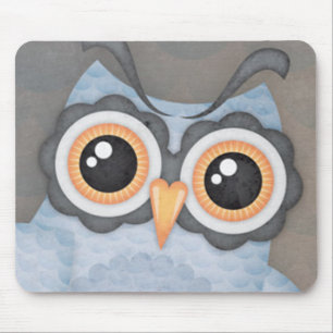 Blauwe Grijze Uil - mousepad Muismat