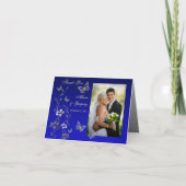 Blauwe, grijze vlinder bloem foto dankkaart bedankkaart (Voorkant)