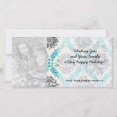 blauwe grijze vogel en roomelegant feestdagenkaart (Voorkant)