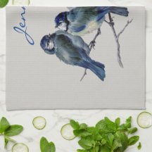 Blauwe grijze vogels Elegant Waterverf Aangepaste 