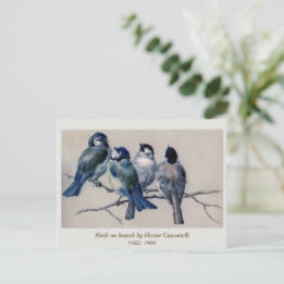 Blauwe grijze vogels op een bijkantoor door Hector Briefkaart