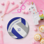 blauwe grijze volleybal jongens verjaardag papieren bordje (Feest)