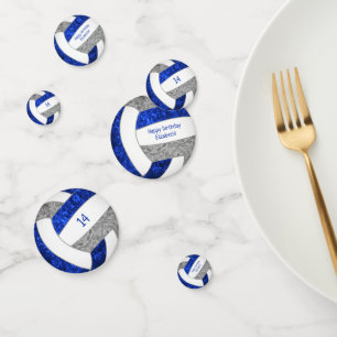 blauwe grijze volleybal verjaardag aangepast confetti