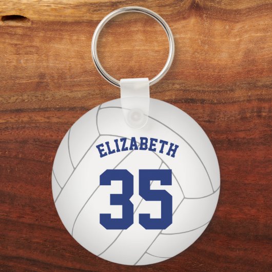 blauwe grijze volleybalschool mascotte naam sleutelhanger (Achterkant)