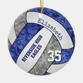 blauwe grijze volleybalteamkleuren keramisch ornament (Voorkant)