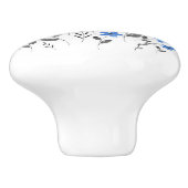 Blauwe grijze Waterverf Floral Motif Keramische Knop (Zijkant)