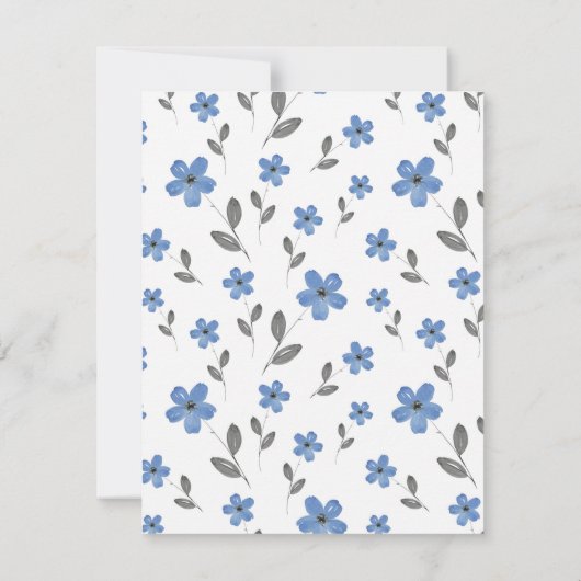 Blauwe grijze Waterverf Vijf petaalventilator Kaart (Achterkant)