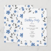 Blauwe grijze Waterverf Vijf petaalventilator Kaart (Voorkant / Achterkant)