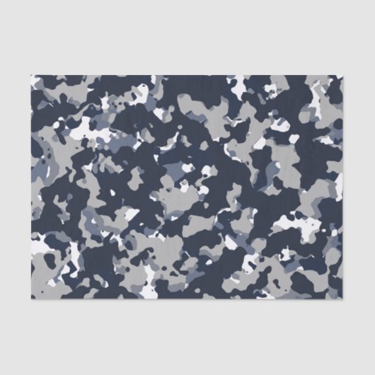 Blauwe grijze witte Camouflage Camopatroop Tissuepapier (Voorkant)