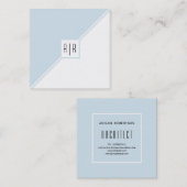 Blauwe grijze, witte driehoeken en moderne monogra vierkante visitekaartje (Voorkant / Achterkant)