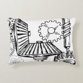 Blauwe grijze witte tandwielen Steampunk Boys Deco Accent Kussen (Voorkant)