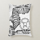 Blauwe grijze witte tandwielen Steampunk Boys Deco Accent Kussen (Voorkant(Verticaal))