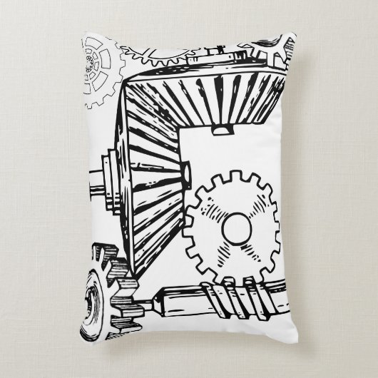 Blauwe grijze witte tandwielen Steampunk Boys Deco Accent Kussen (Voorkant(Verticaal))