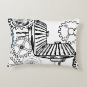 Blauwe grijze witte tandwielen Steampunk Boys Deco Accent Kussen (Achterkant)