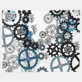 Blauwe grijze witte tandwielen Steampunk Boys Deco Fleece Deken (Voorkant (Horizontaal))