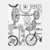 Blauwe grijze witte tandwielen Steampunk Boys Deco Fleece Deken (Voorkant)