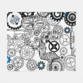Blauwe grijze witte tandwielen Steampunk Boys Deco Fleece Deken (Voorkant (Horizontaal))