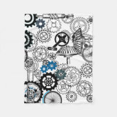 Blauwe grijze witte tandwielen Steampunk Boys Deco Fleece Deken (Voorkant)