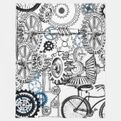 Blauwe grijze witte tandwielen Steampunk Boys Deco Fleece Deken (Voorkant)