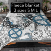 Blauwe grijze witte tandwielen Steampunk Boys Deco Fleece Deken