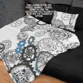 Blauwe grijze witte tandwielen Steampunk Boys Deco Fleece Deken