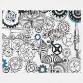 Blauwe grijze witte tandwielen Steampunk Boys Deco Fleece Deken (Voorkant (Horizontaal))