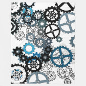 Blauwe grijze witte tandwielen Steampunk Boys Deco Fleece Deken (Voorkant)
