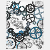 Blauwe grijze witte tandwielen Steampunk Boys Deco Fleece Deken (Voorkant)