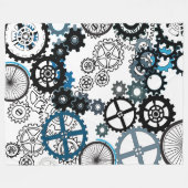 Blauwe grijze witte tandwielen Steampunk Boys Deco Fleece Deken (Voorkant (Horizontaal))