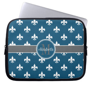 Blauwe grijze witte tonijn laptop sleeve