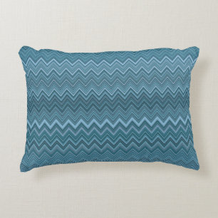 Blauwe grijze zigzag-avy patroon accent kussen