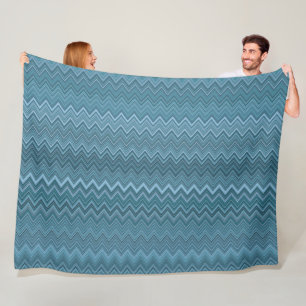 Blauwe grijze zigzag-avy patroon fleece deken
