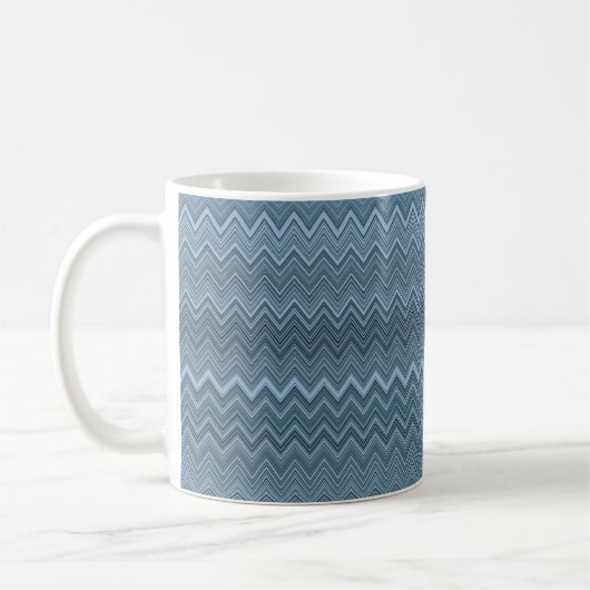 Blauwe grijze zigzag-avy patroon koffiemok (Links)